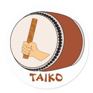 Hand Holding Stick Taiko Drum Japanese Drumming Classic Round Sticker