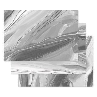 Hand painted abstract painting marbled grayscale  sheets
