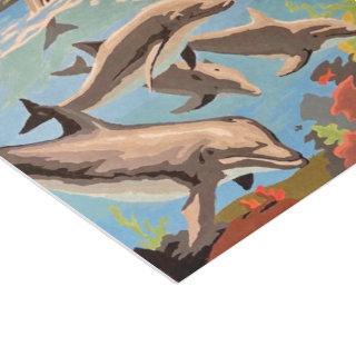 Hand Painted By Number | Playful Dolphins | Tissue Paper
