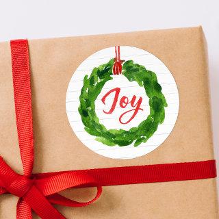 Hand-Painted Joyful Wreath Holiday Stickers