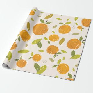 Hand painted oranges fruit seamless pattern design