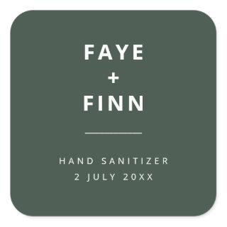 Hand Sanitizer | Green Covid Scandi Modern Wedding Square Sticker