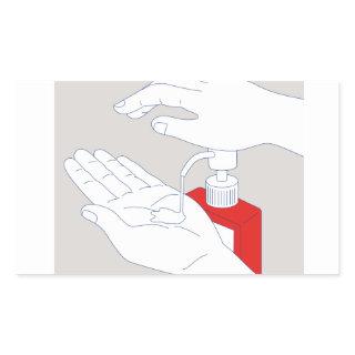 Hand Sanitizer Monoline Rectangular Sticker