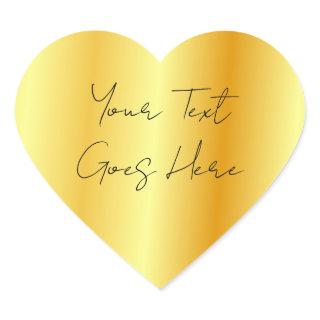 Hand Script Faux Gold Add Your Text Here Template Heart Sticker