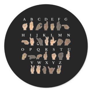 Hand Sign Language ASL Hand gesture deaf awareness Classic Round Sticker
