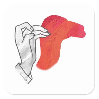 Hand Silhouette Camel Red Square Sticker