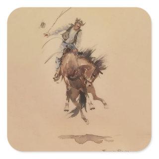 Hand-Whipping a Bronc by Edward Borein Square Sticker