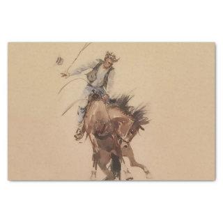 Hand-Whipping a Bronc by Edward Borein Tissue Paper