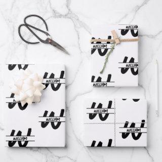 Hand Written Black & White Monogrammed Name  Sheets