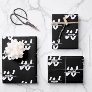 Hand Written Black & White Monogrammed Name  Sheets