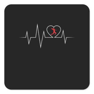 Handball EKG love and heart beat Square Sticker