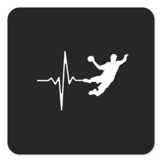 Handball - Handball Player Heartbeat Square Sticker