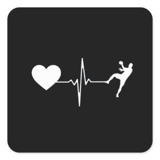 Handball Handball Player Heartbeat Square Sticker