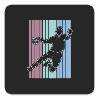 Handball Player Retro Square Sticker