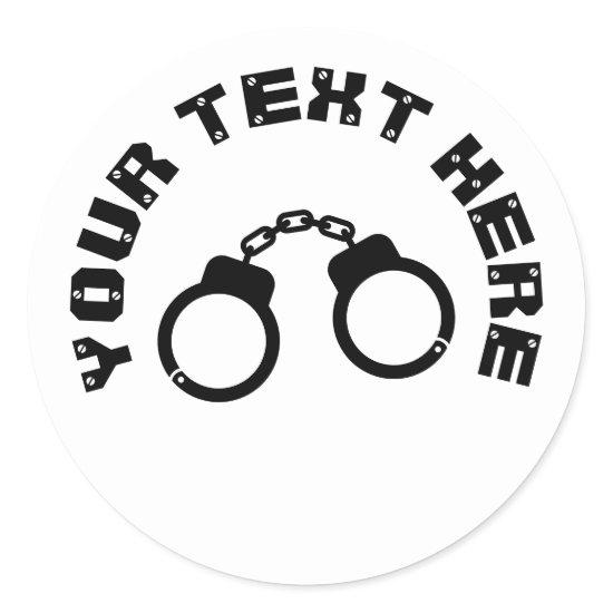 Handcuff silhouette stickers with custom text