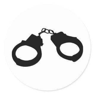 Handcuffs Outline Silhouette Classic Round Sticker