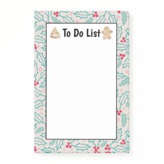 Handdrawn Christmas Holly Berries Red To Do List Post-it Notes