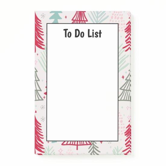 Handdrawn Christmas Trees Evergreen To Do List Post-it Notes