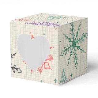 Handdrawn Snowflakes Christmas Trees Multicolor Favor Boxes