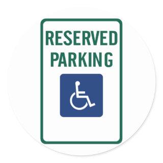 Handicapped Reserved Parking Highway Sign Classic Round Sticker
