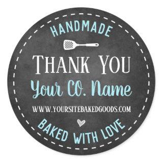 Handmade Baked with Love Thank You Classic Round S Classic Round Sticker
