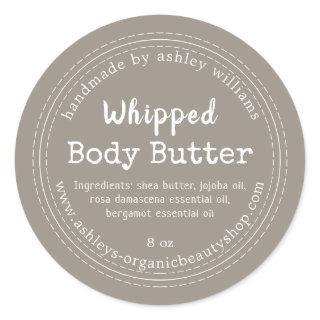 Handmade Body Butter Gray Organic Jar Label