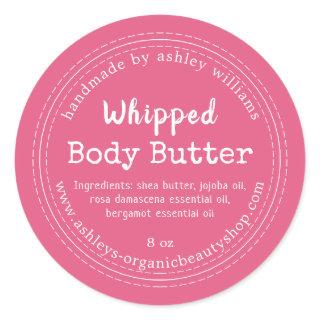 Handmade Body Butter Hot Pink Organic Jar Label