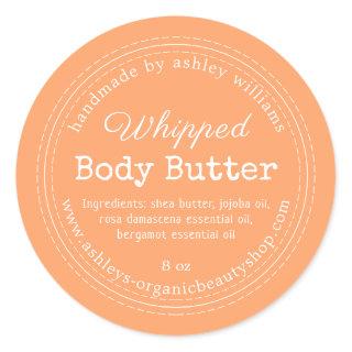 Handmade Body Butter Orange Organic Jar Label