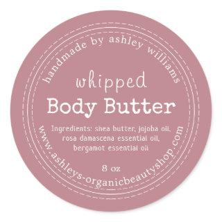 Handmade Body Butter Organic Business Dusty Rose Classic Round Sticker