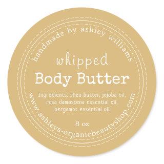 Handmade Body Butter Organic Business Gold Yellow Classic Round Sticker