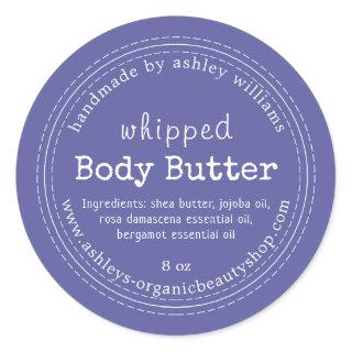 Handmade Body Butter Organic Business Iris Blue Classic Round Sticker