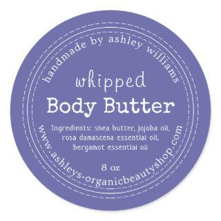 Handmade Body Butter Organic Business Iris Blue Classic Round Sticker