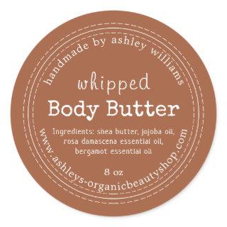 Handmade Body Butter Organic Business TerraCotta Classic Round Sticker