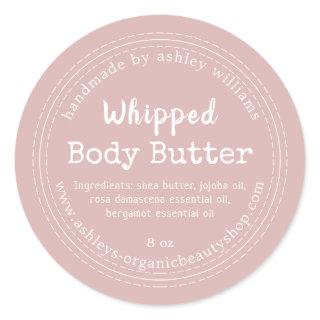 Handmade Body Butter Pink Organic Jar Label