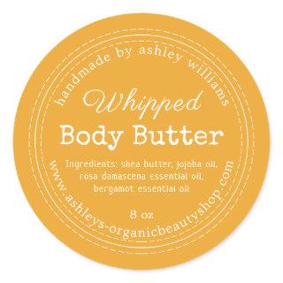 Handmade Body Butter Yellow Organic Jar Label