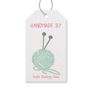 Handmade by - Knitting Yarn and Care Instructions Gift Tags