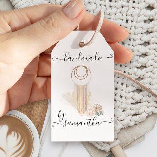 Handmade by Name and Care Instructions Macrame Gift Tags
