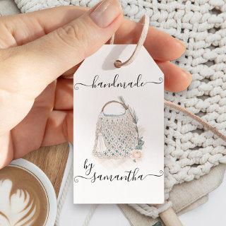 Handmade by Name with Care Instructions Macrame Gift Tags