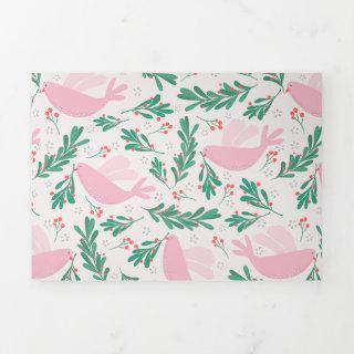 Handmade Christmas Dove of Peace Olive Branch Tri-Fold Holiday Card