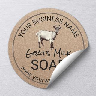 Handmade Goats Milk Soap Rustic Kraft Classic Round Sticker