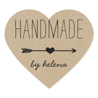 Handmade Heart | Rustic Kraft Look Heart Sticker