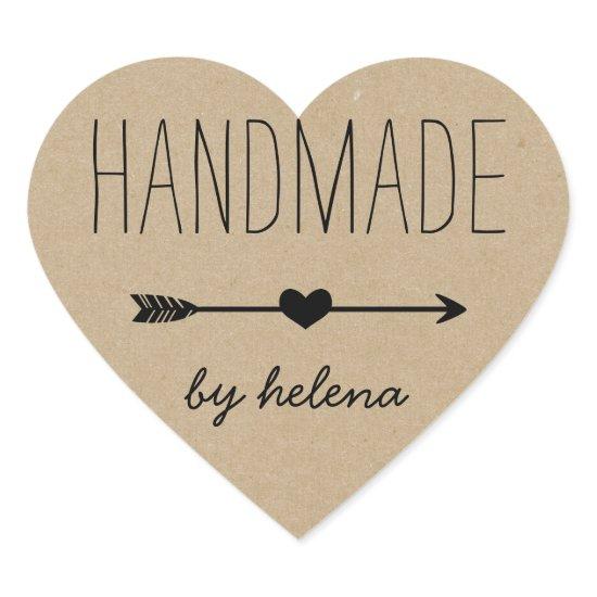 Handmade Heart | Rustic Kraft Look Heart Sticker