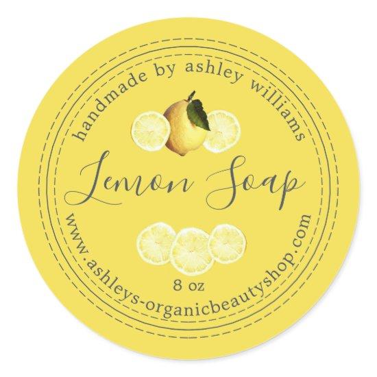 Handmade  Lemon Soap Organic Business Classic Round Sticker