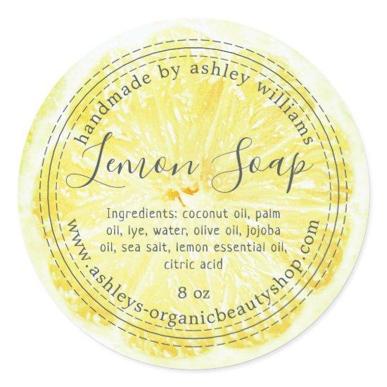 Handmade  Lemon Soap Organic Business  Classic Round Sticker