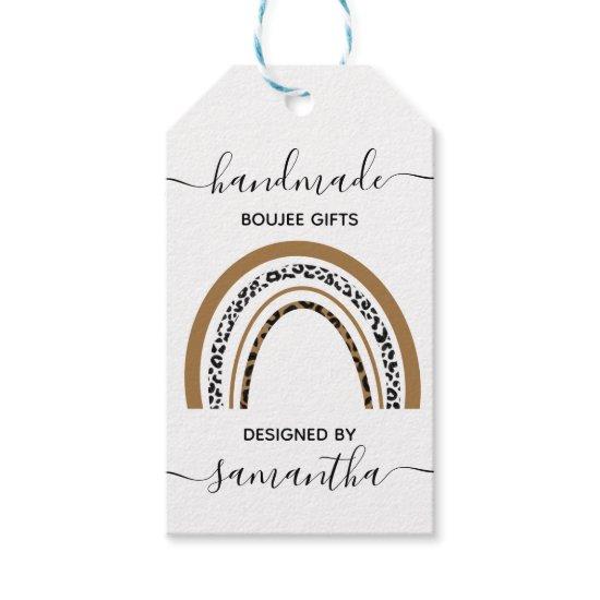 Handmade Leopard Print Rainbow Editable Text Gift Tags