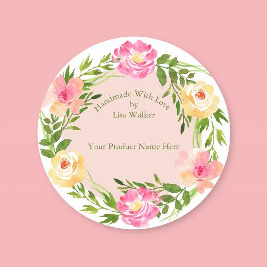 Handmade Love Label Rose Wreath Blush & White
