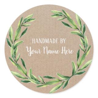 Handmade Product Vintage Floral Wreath Craft Classic Round Sticker