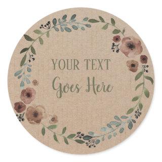 Handmade Product Vintage Floral Wreath Craft Classic Round Sticker