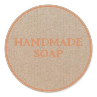 Handmade Soap Brown Kraft Paper Retro Boho Classic Round Sticker