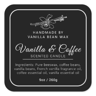 Handmade vanilla coffee candle mono ingredients square sticker